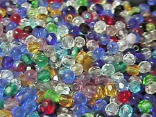 4mm Mixed Colors Faceted Fire Polished Czech Glass Round Beads 100 Beads