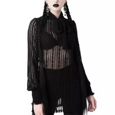 Killstar Misty Mesh Tunic Top Bluse Black Size L