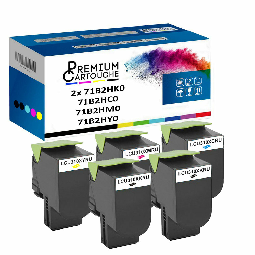 Toner compatible Lexmark 71B2HK0 71B2HC0 71B2HM0 71B2HY0 lot de 5 cartouches