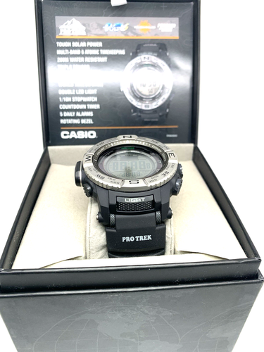 Casio Pro Trek Men's Watch PRW-3500 Solar Triple Sensor Digital Black Resin 3414 - Picture 3 of 14
