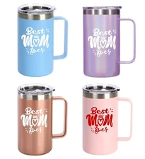 Best Mom Ever Gift 24 oz Stainless Steel Insulated Mug for Mom w/Straw & Lid