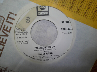 PROMO ABC 45 RECORD/JAMES GANG/MIDNIGHT MAN/ EX+ ROCK JOE WALSH | eBay