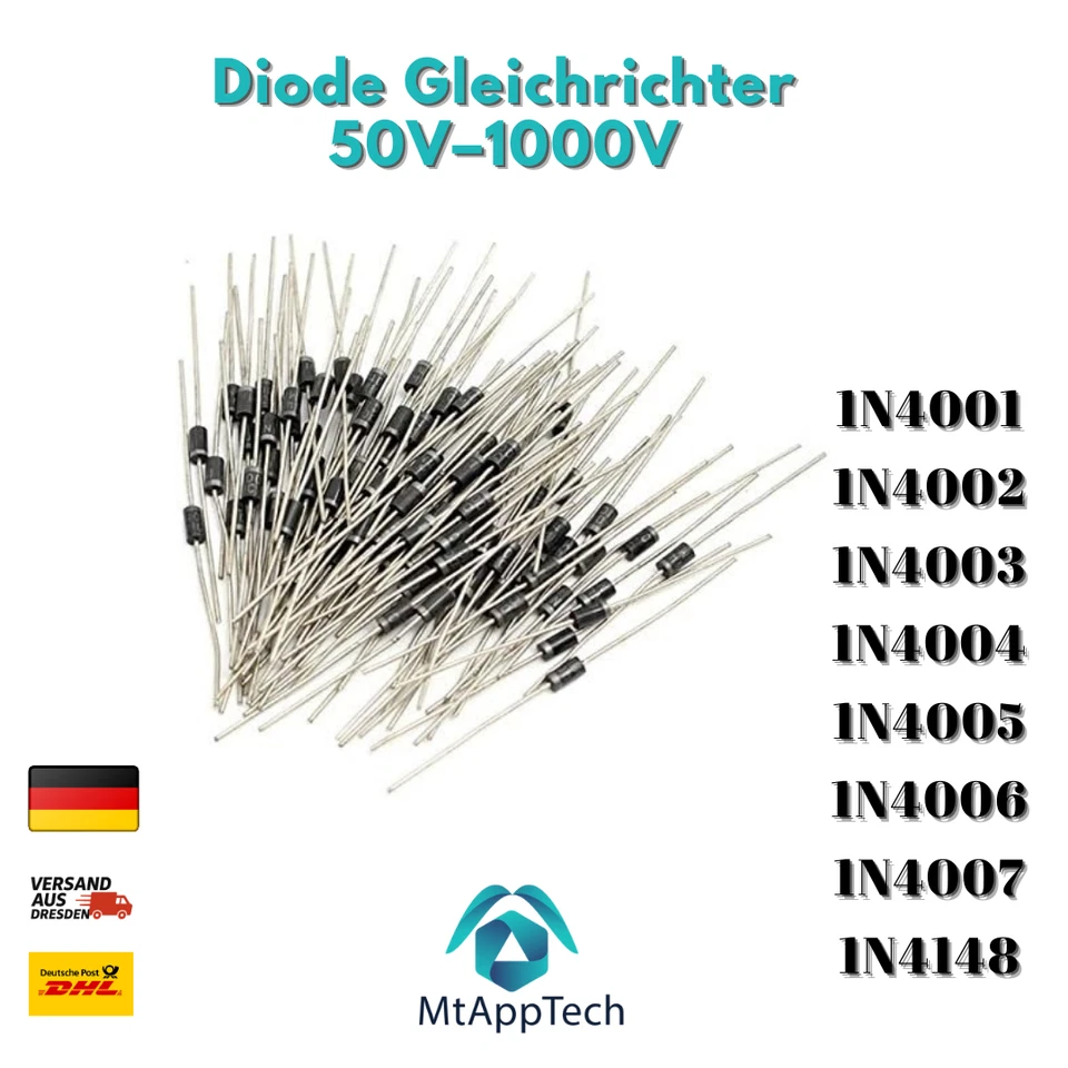 1N4001 1N4004 1N4007 1N4148 Diode Gleichrichter 50V–1000V (DO -41) - Bild 4 von 4