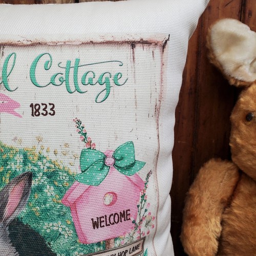 VINTAGE PRIMITIVE SHABBY STYLE BUNNY RABBIT EASTER COTTONTAIL COTTAGE PILLOW - Picture 6 of 12