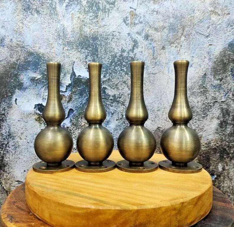 Conjunto de 4, 6 polegadas, faça você mesmo resistente artístico latão sólido sofá armário sofá pernas - Imagem 2 de 4