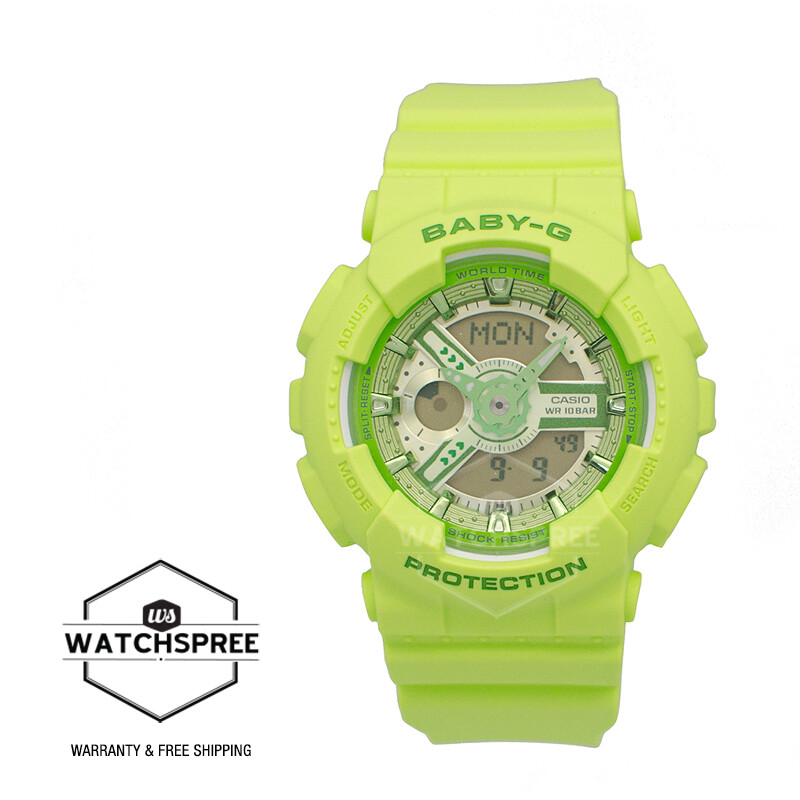 G-SHOCK BABY-G BA-110 ベイビーG カスタム ライトグリーン CZベゼル レディース プレゼント KRONIC Baby-G - G-SHOCK BABY-G BA-110 ベイビーG カスタム ライトグリーン