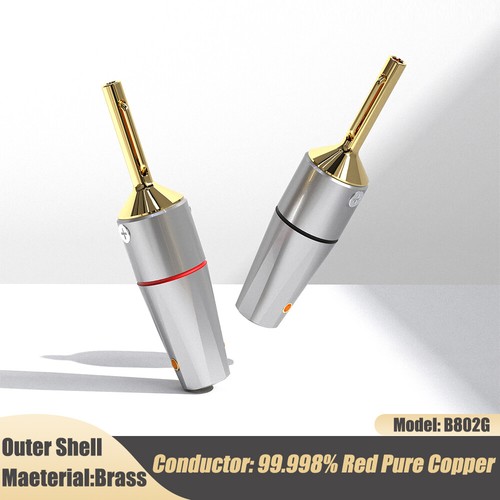 Pair 99.998% Pure Copper 4N Banana Connectors HiFi Audio Plug Cable Adapters DIY - Picture 6 of 28