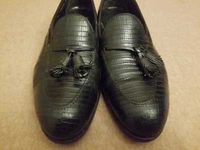 Footjoy 74732 Men Black Exotic Lizard Skin Boat Tassel  display picture 2