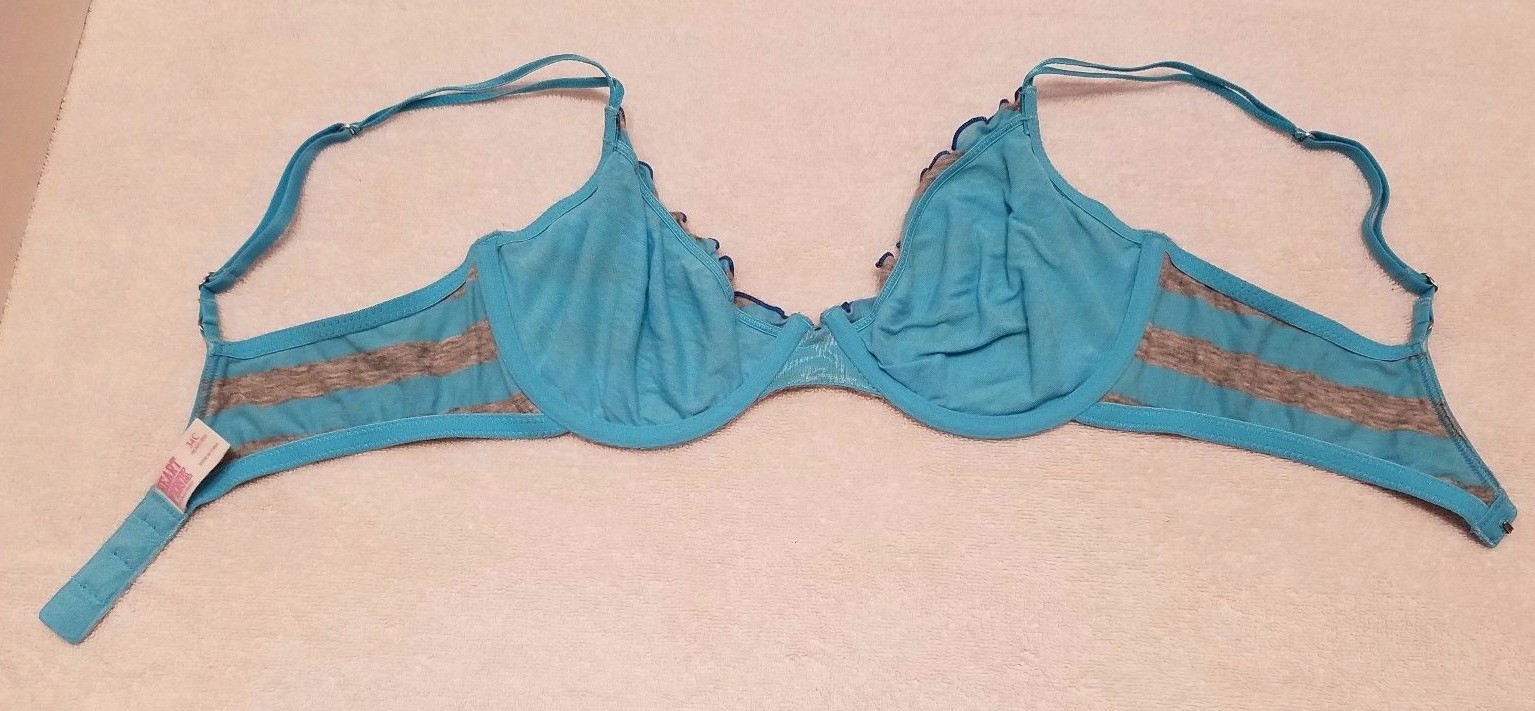 Victoria’s Secret Unlined Cotton Demi Bra 34C Underwire Blue Gray