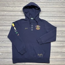 Joules Mary King Great Britain Crest Hoodie Blue Sz US L UK 18 EUR 2XL