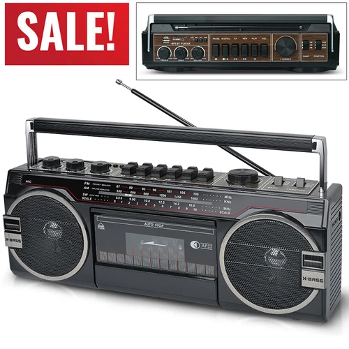 Boombox Radio Cassette Player Recorder AM/FM/SW Radio With Bluetooth 1980S Style