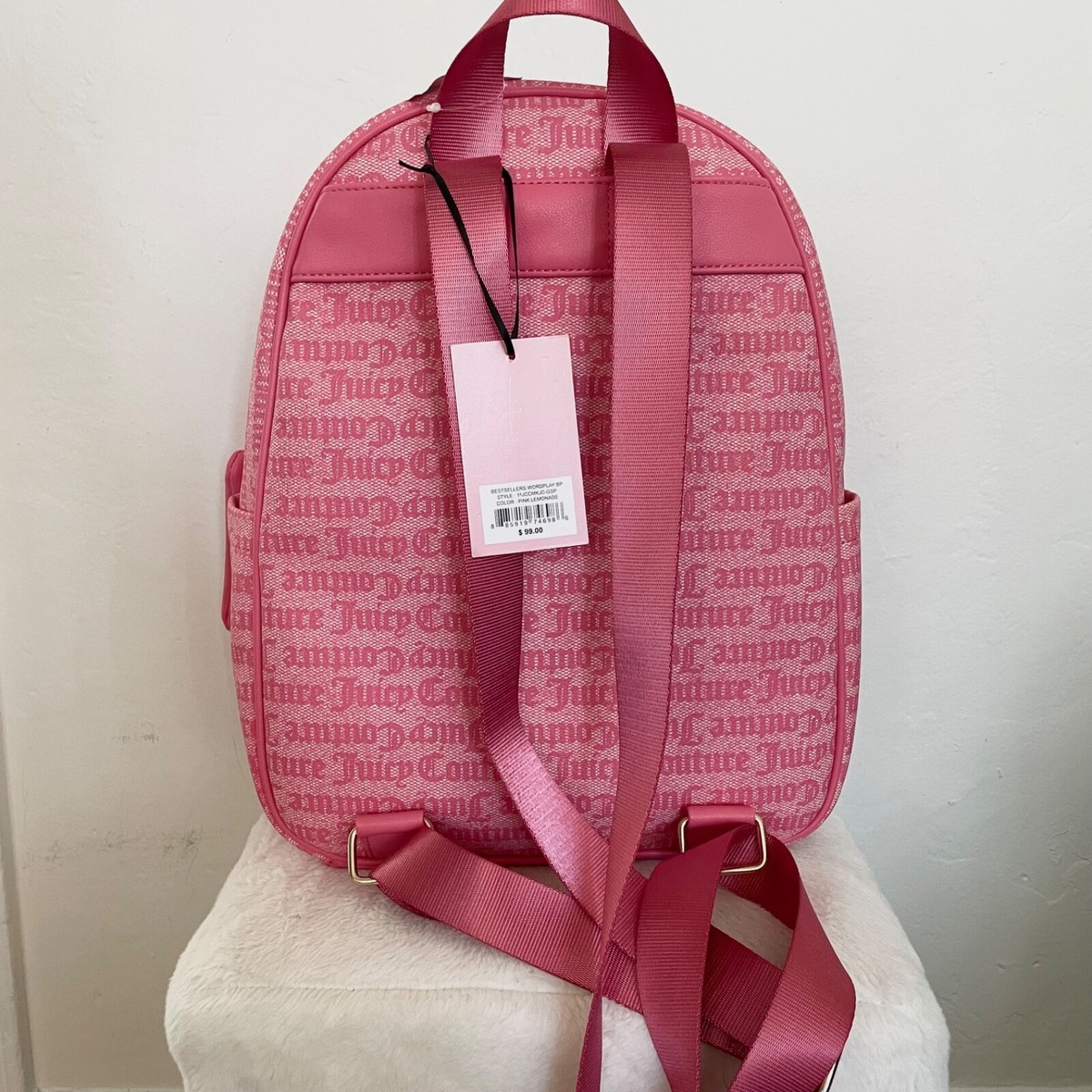 NEW NWT Juicy Couture Large Pink Lemonade Logo Backpack W  display picture 2