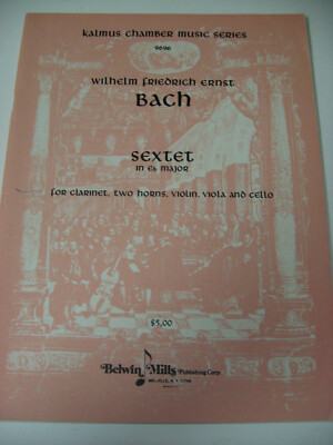 Bach Sextet in E Flat Major Clarinet Horns Violin Viola Cello Kalmus Sheet Music
