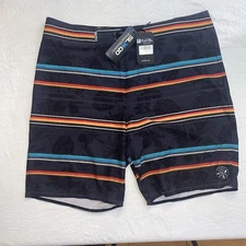 NWT $54 SALT LIFE Mens 38 MEXATROPIC SLX-QD Swim Boardshorts BLACK SLM461