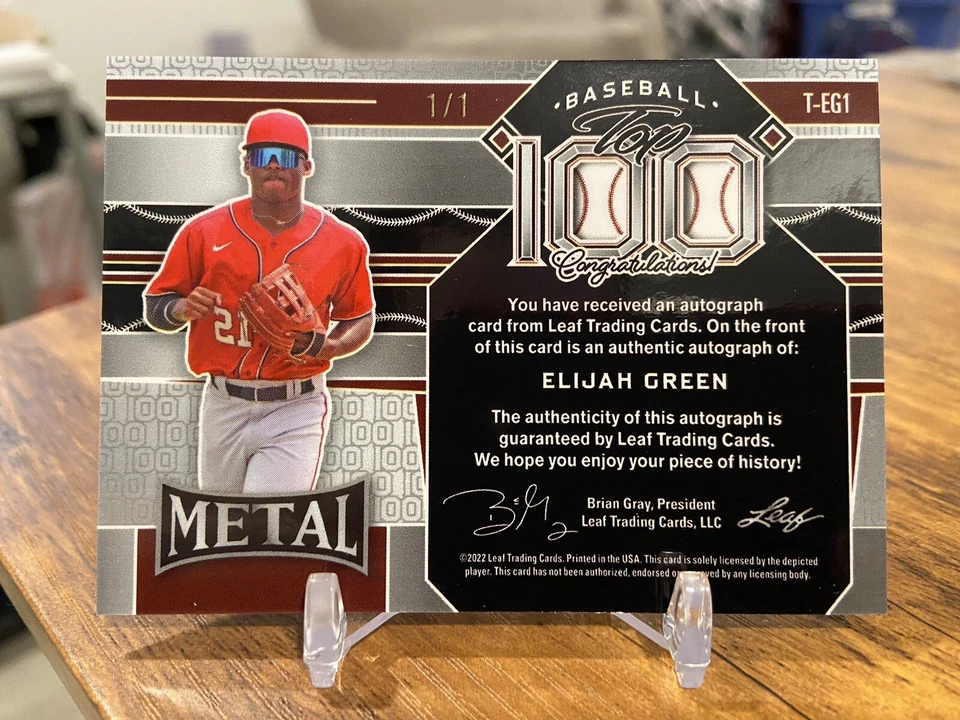Elijah Green 2022 Leaf Metal Baseball Top 100 Mojo Rookie Auto #1/1 🔥📈 - Image 2 of 2