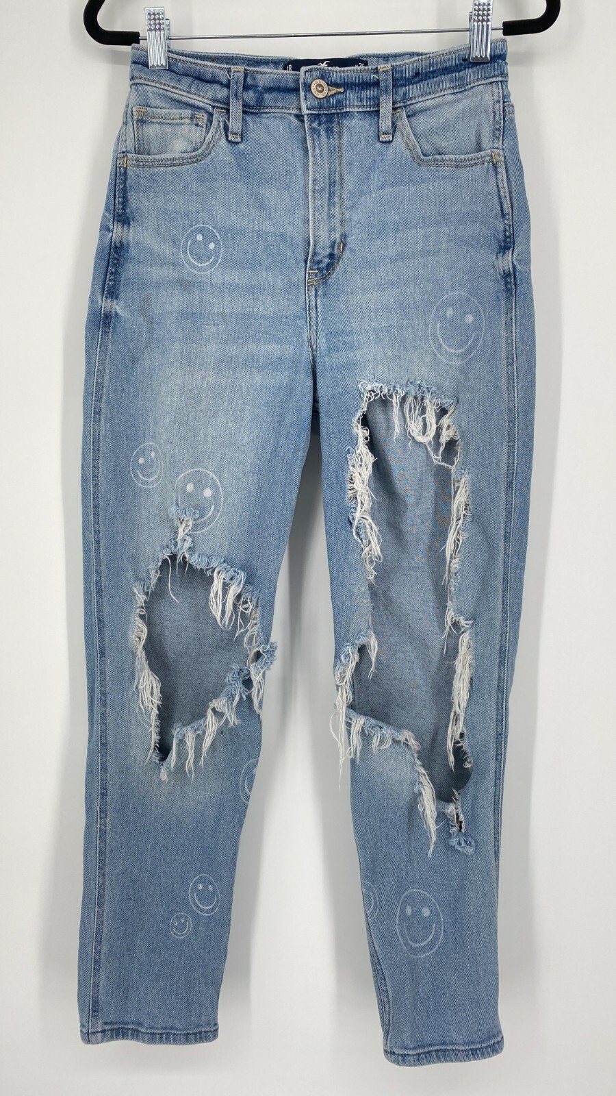 Hollister Ultra High-Rise Mom Jeans Size 26 Vintage Stretch Distressed Crop Blue-image