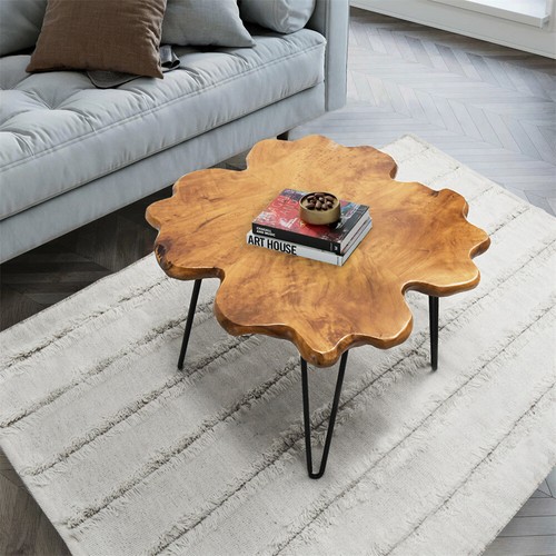 Greenage Rustic Cedar Root Live Edge Coffee Table with Hairpin Legs Heavy Thick - Picture 31 of 59