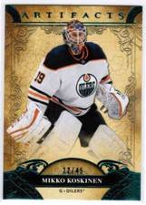 20/21 2020 UD ARTIFACTS MIKKO KOSKINEN #4 BASE AQUA PARALLEL /45 EDMONTON OILERS