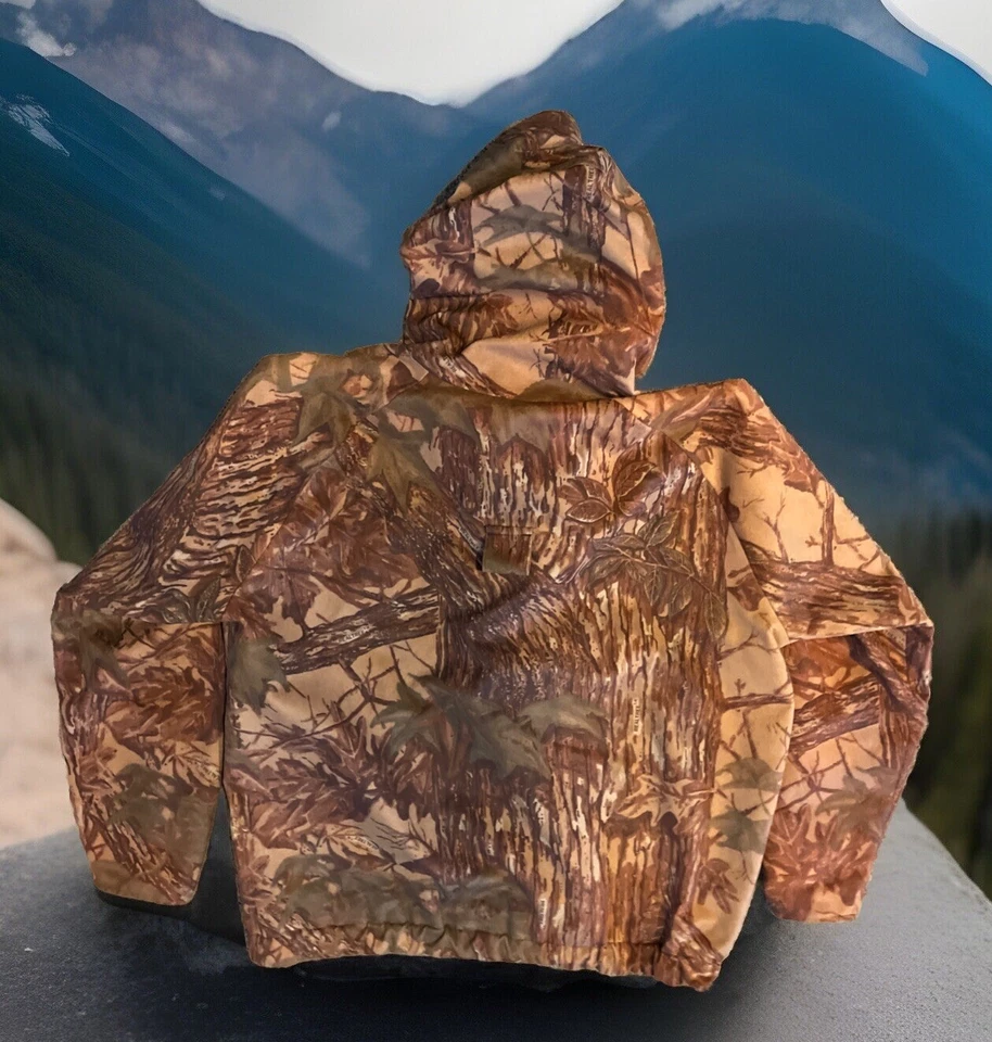 Cabela's Men's XL Silent Suede DRY-PLUS RealTree Camo Waterproof Hunting Jacket - Image 2 of 4