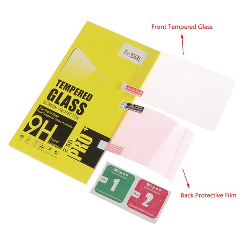 3DS XL/LL Tempered Glass+Back Clear Screen Protector Cover For Nintendo ScreYU - Zdjęcie 6 z 8
