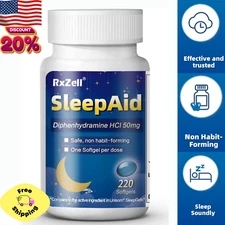 Sleep Aid, Diphenhydramine 50mg, Easy-to-Swallow Softgels, Support (220 Counts)