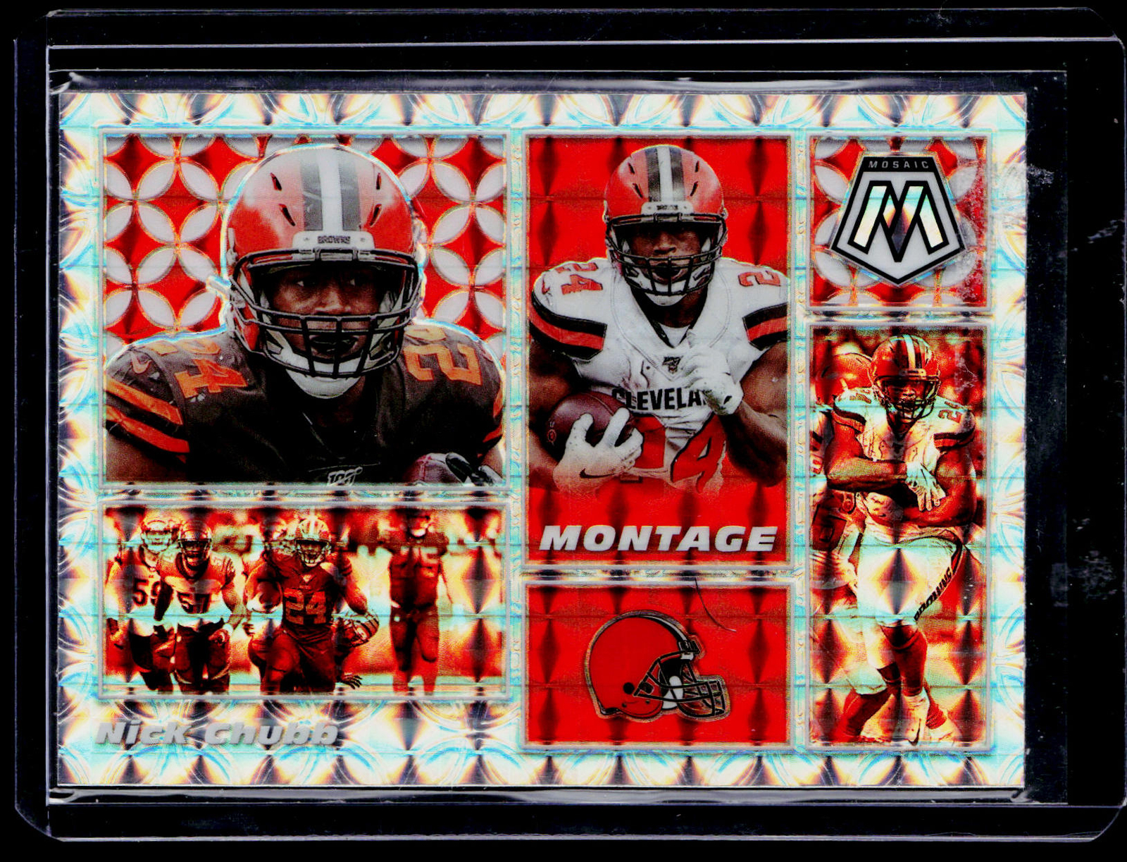 2020 Panini Mosaic #M8 Nick Chubb Montage Prizm