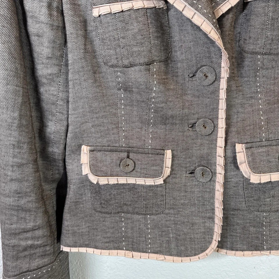 Chaqueta Traje Bebe Rosa Gris 13% Lino Talla 10 Foto 4 de 4