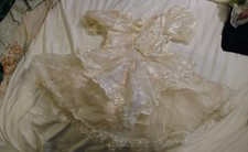 Flower Girl - Princess Dress cream SATIN w/ BEADS Size 4.