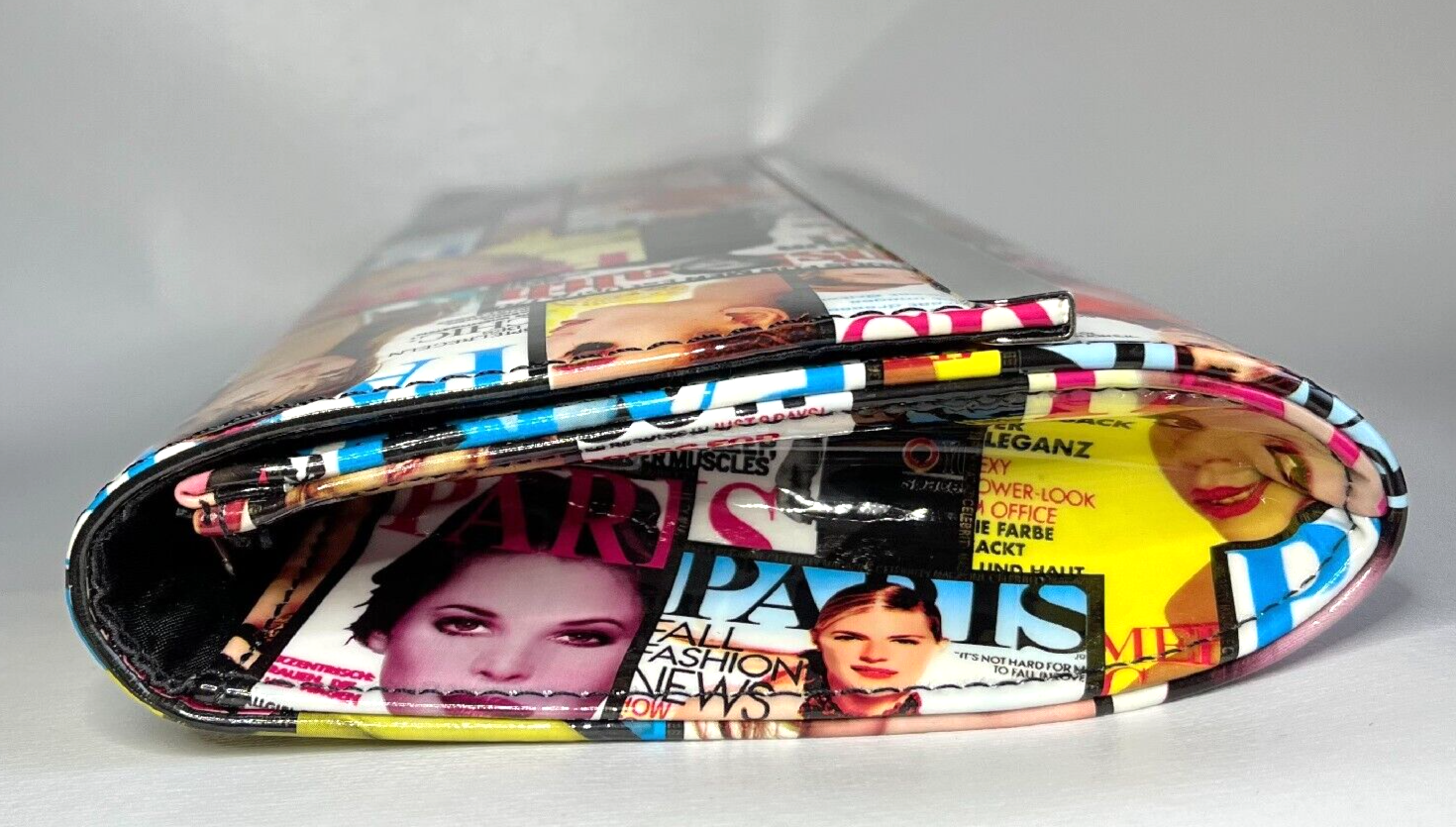 Paris Magazine Style Print Trendy Retro Multicolor Clutch Purse  