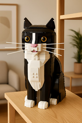LEGO  Compatible Tuxedo Cat 21349 Whiskers! Choose Your Color. Complete Your Cat