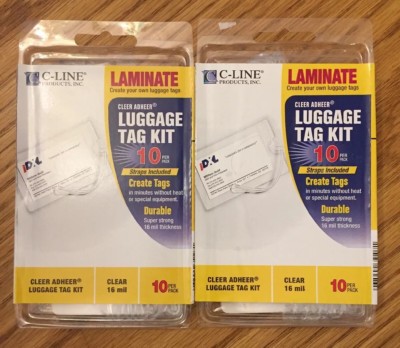 New C-Line Cleer Adheer Luggage Tag Kit - 10/PK - Free Shipping (2 packs!!)