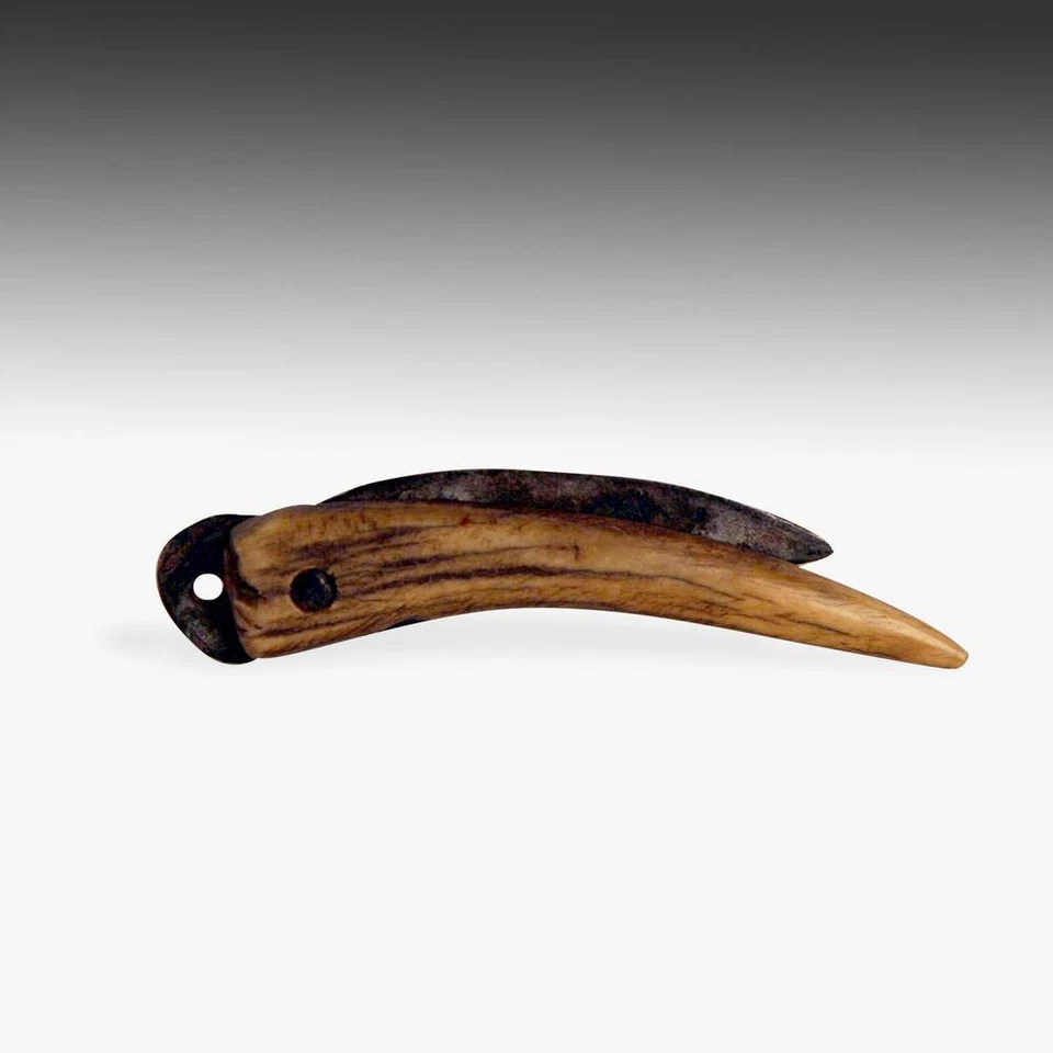 ANTIGUO CUCHILLO PLEGABLE DE PESCADOR CHINO HIERRO PROVINCIA DONGBEI CHINA SIGLO XIX. Foto 2 de 2