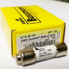 10pc new Bussmann KTK-R-1/2 (0.5 Amp) 0.5A 600Vac Fuses Fast Acting Fuse