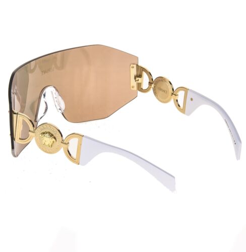 VERSACE MEDUSA BIGGIE Mask 2258 White Gold Mirrored VE2258 Unisex Sunglasses - Picture 6 of 10