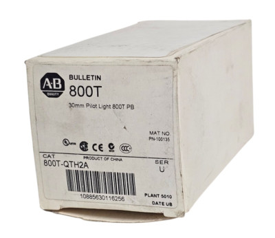 NIB ALLEN BRADLEY 800T-QTH2A SER. U PILOT LIGHT PUSHBUTTON 800TQTH2A
