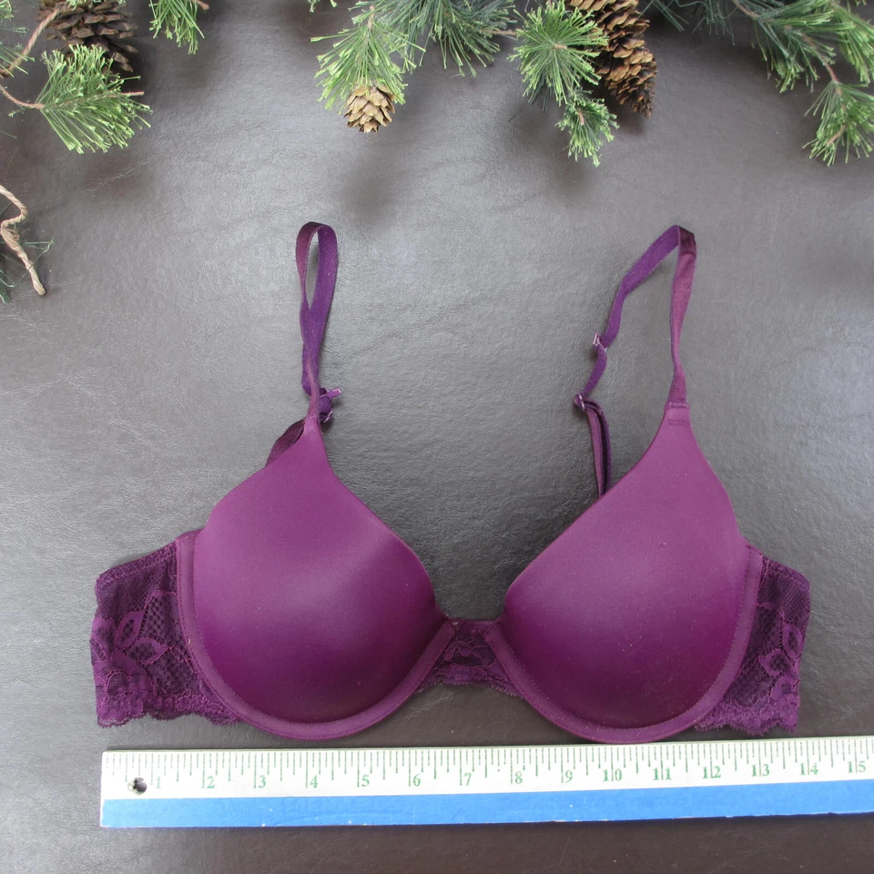 Sujetador SO 36B Púrpura Encaje Acolchado Con Aros Cierre Ajustable Espalda Foto 2 de 4