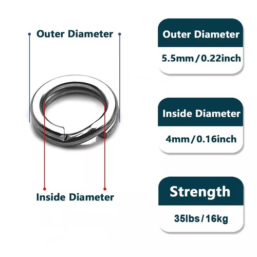 50pcs Fishing Split Ring Stainless Steel Saltwater Treble Hooks Connector - Picture 25 of 34