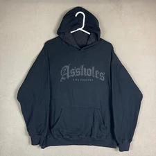 Assholes*s Live Forever Hoodie Adult Large Black Logo Casual Pullover Adult