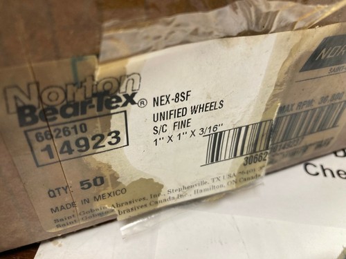 **Lot of 5**, Norton 662610-14923 1X1X3/16" NEX-8SF Unified Wheels, Saint Gobain - Picture 3 of 3