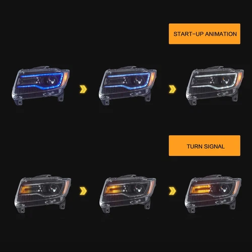 VLAND Full LED Headlights For 2011-2022 Jeep Grand Cherokee Sequentia Lamps 1set - Picture 7 of 20