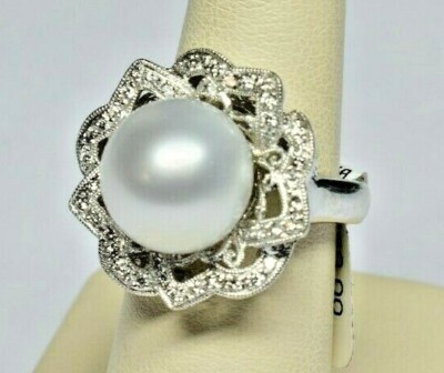 ✽*✽様 Pt950リング12号 Solid Platinum PT950 Diamond Ring 0.42 TCW G VS1 12.2mm South Sea
