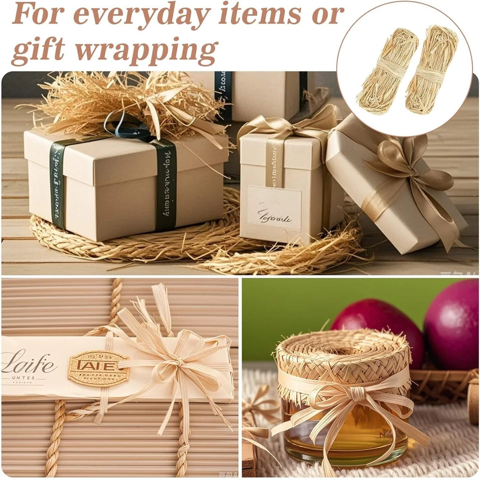 Cinta de rafia natural 300 g - Pajita de rafia Sukh para floristería 6 piezas x 50 g Foto 3 de 4