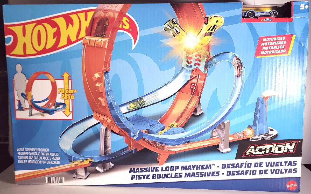 Hot Wheels Massive Loop Mayhem Track Set & 1:64 Scale Toy Car with