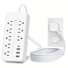 8AC Outlets US Power Strip Surge Protector with 3 USB and Type C Ports 5ft Cable
