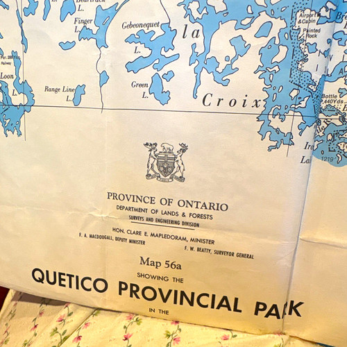 1938 Province of Ontario Map 56a Quetico Provincial Park, Canada
