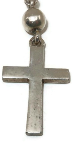 Vintage Mexico Solid 925 Silver Single Decade Pocket Rosary, Chaplet, 20g - Imagen 2 de 4
