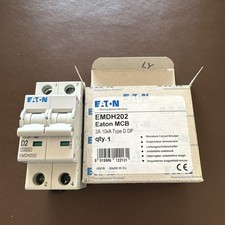 MEM EATON 2 AMP DP MCB EMDH202 TYPE D 10Ka BRAND NEW IN BOX DOUBLE POLE MCB 
