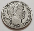 1911 S Barber Half Dollar • 90% Silver • Circulated • As Shown • Solid Coin  X69