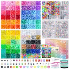4500Pcs Pony Beads Bracelet Making Kit, 6 Boxes with 1600pcs Letter Beads Fri...
