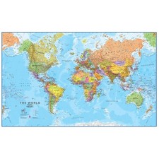 Extra Large 2024 World Map - 46 x 80 Laminated, Write-On Surface for Educators